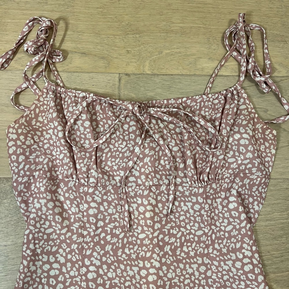 SHEIN Print Tie Mini Dress, Size Small, Pink and White - Picture 6 of 8